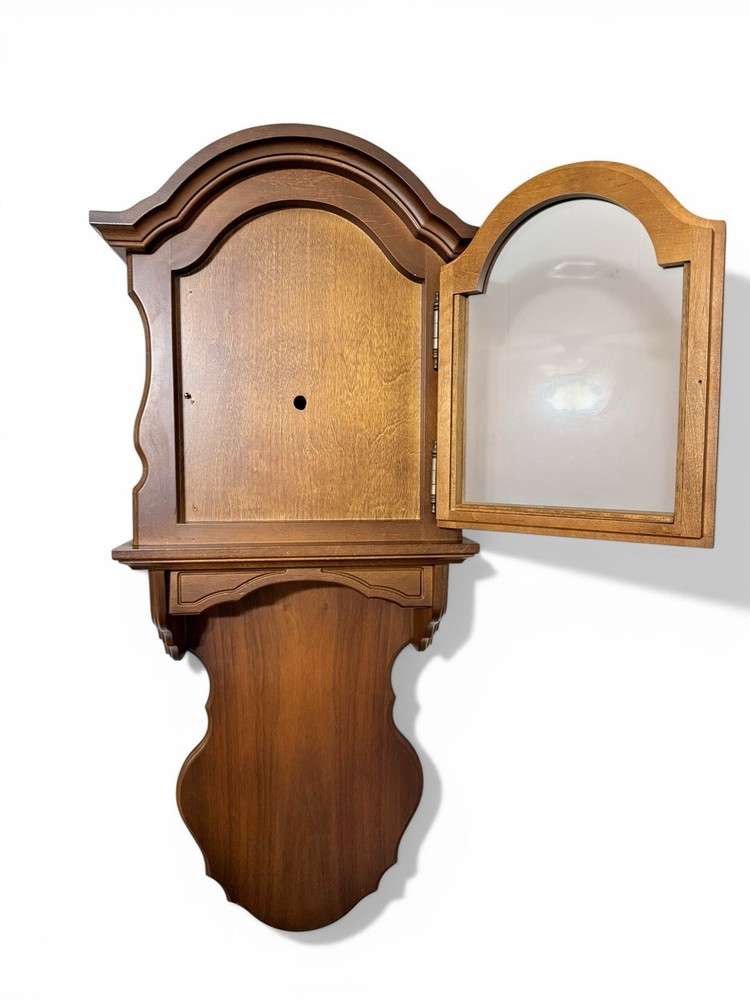 Vintage Wall Clock Case Wood Regulator Style Empty Cabinet