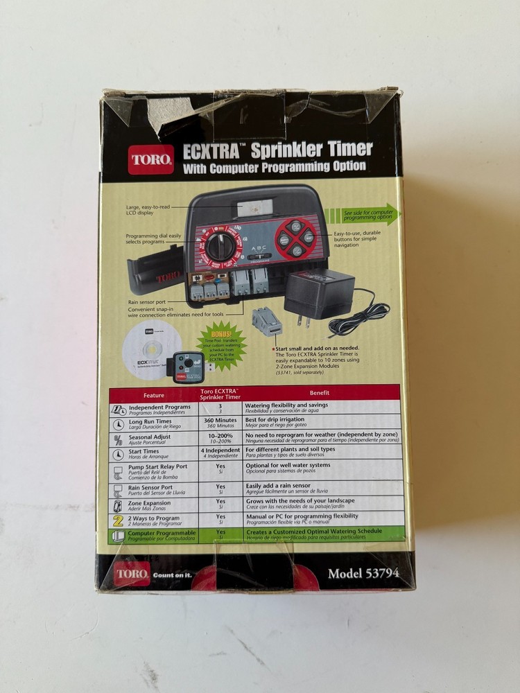 Toro Model 53794 ECXTRA 6 Zone Computer Programmable Sprinkler Timer