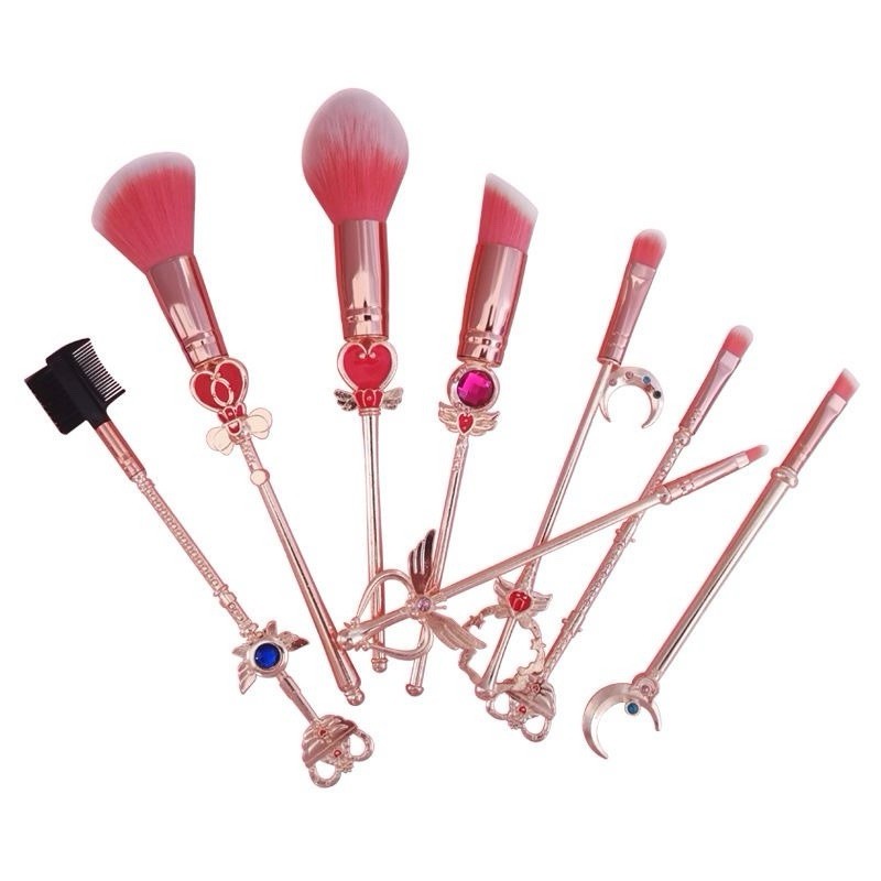 8pcs Cute Anime Makeup Brush Set - Includes Foundation, Eyebrow, Eyeshadow Brush