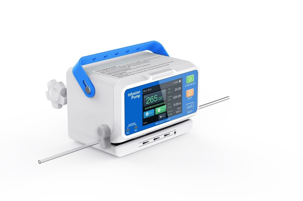 Infusion pump with touchscreen, dual CPU, multi-mode operation, waterproof
