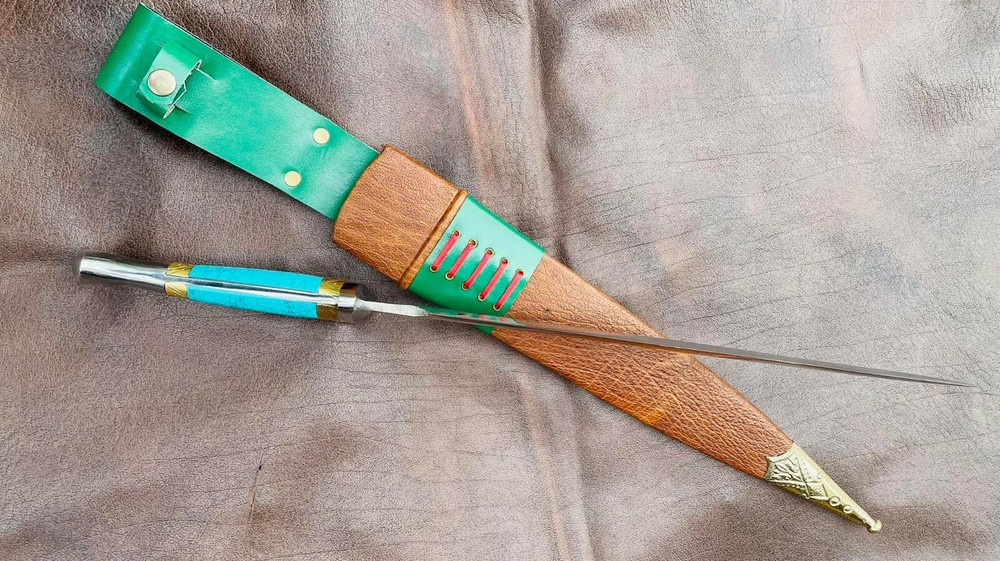 EGKH-15 inches Double edge Sam Dagger,Medieval Custom Stone handle dagger-Temper