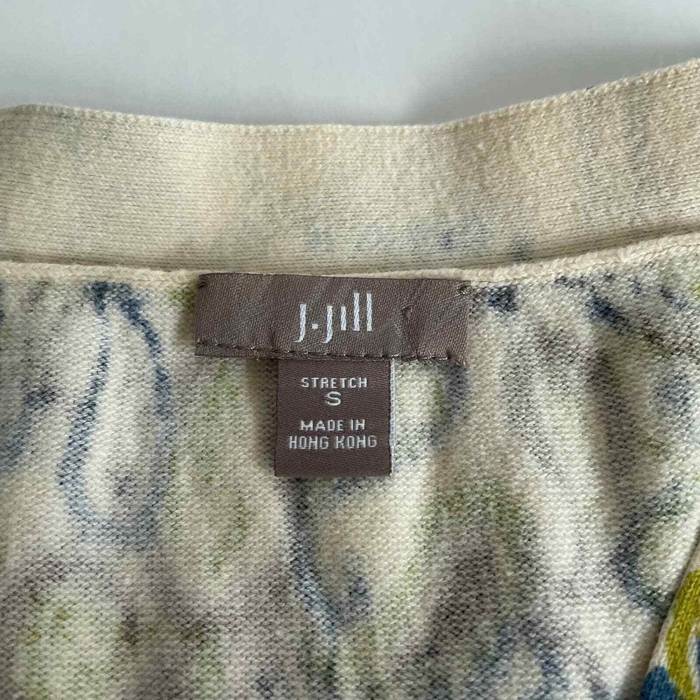 J Jill Stretch Green Patterned Sweater Size Small