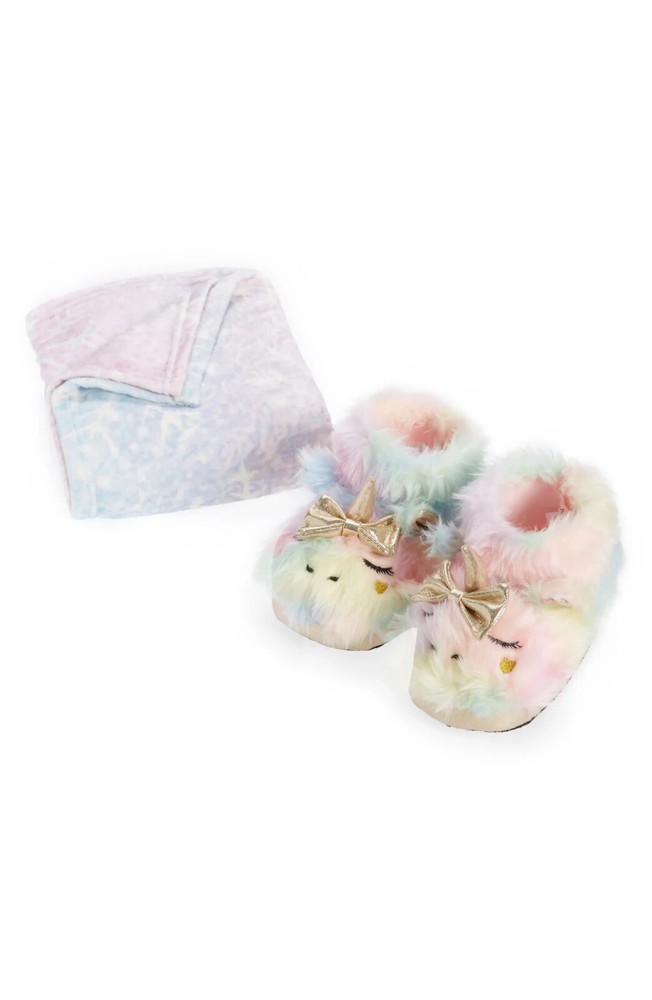 Under One Sky Booties & Throw Blanket Set, Size One Size - Pink
