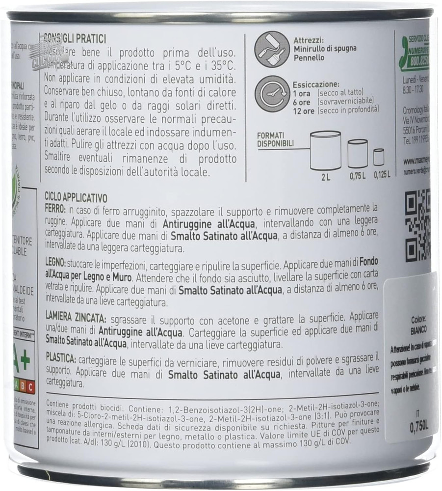 White Satin Polyurethane Water Enamel 0.75L