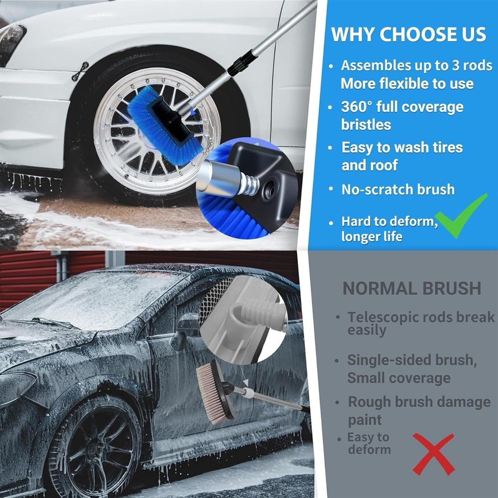 RV/Truck Wash Brush Kit – 68" Adjustable Aluminum Pole