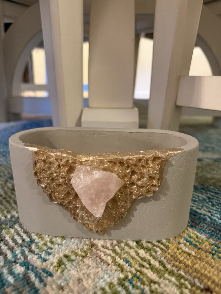 Rose Quartz Geode Planter Gray Rectangle