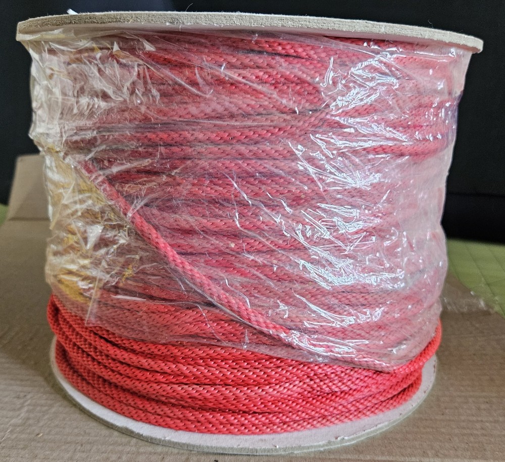 Solid Braid PolyPropylene  Rope 3/16 Inch x 1000 Ft RED  NEW