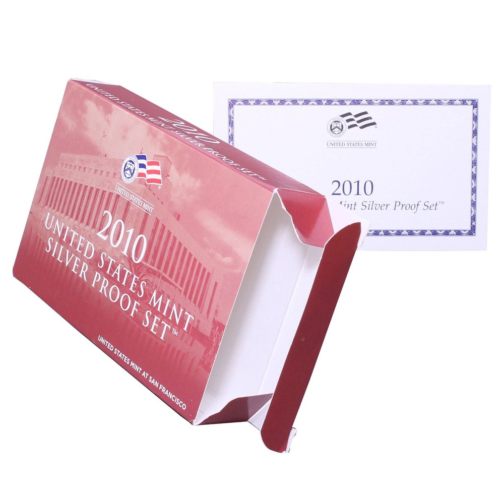 Empty Packaging Replacement Silver Proof Set Box & COA No Coins 2010