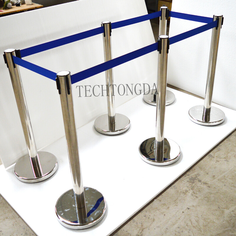 6 PCS Retractable Belt Stanchions Posts Queue Pole Crowd Control Stanchion Post