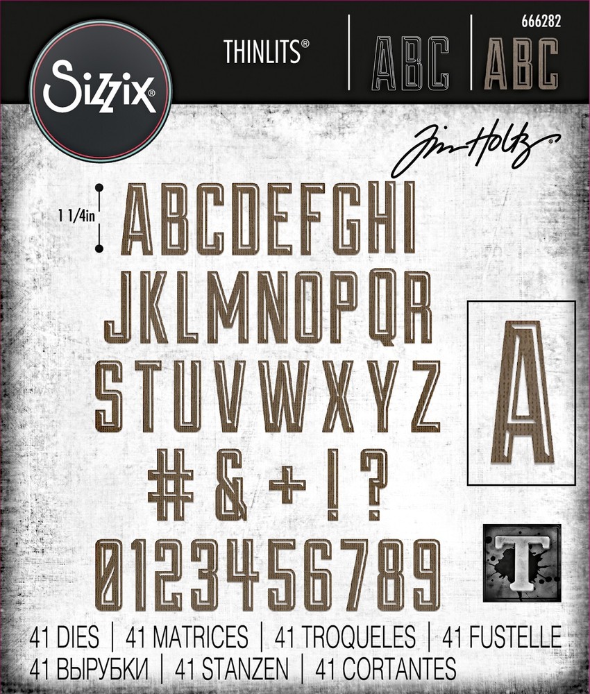 Sizzix Thinlits Alphanumeric Emporium 41pc set #666282 Retail $24.99 Tim Holtz