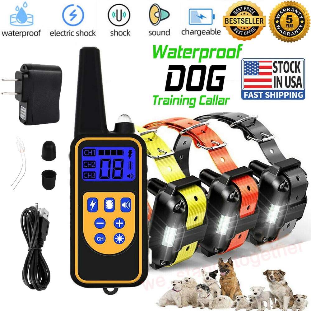 3000 FT Dog Training Collar Rechargeable Remote Shock PET Waterproof Trainer