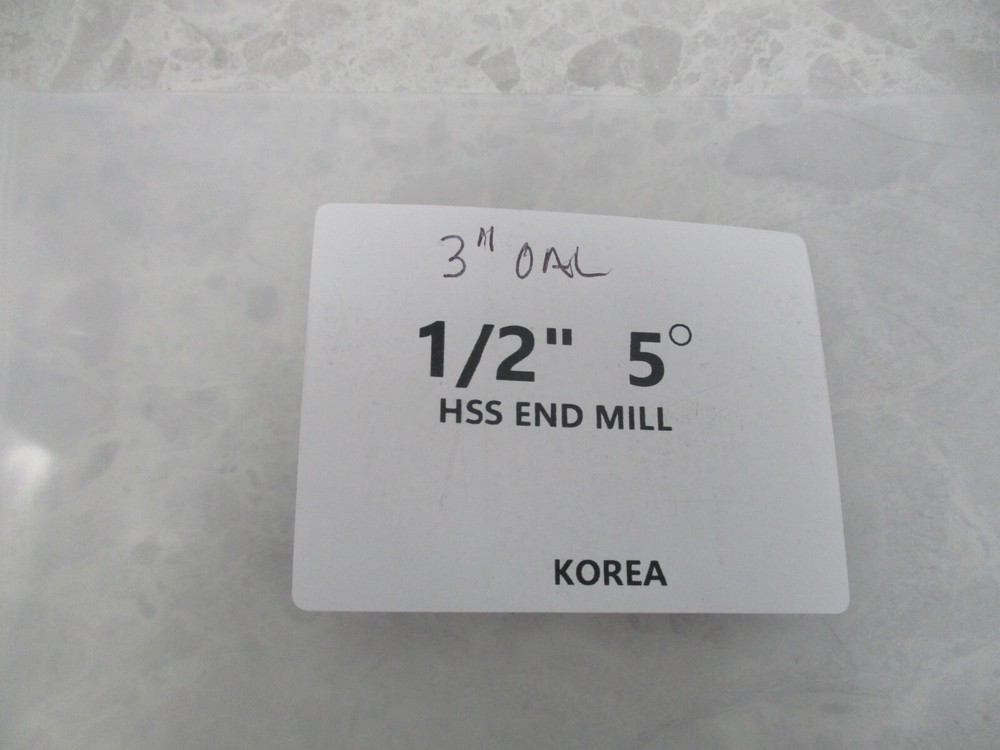 1/2" HSS END MILL, 5 DEGREE, V0375