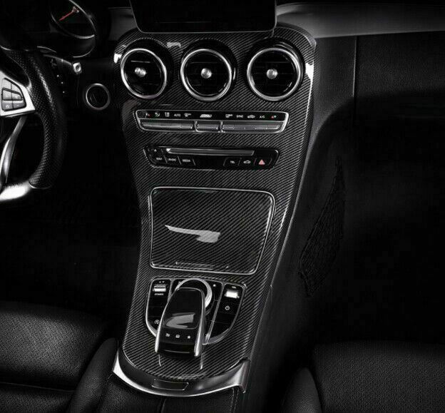 Carbon Pattern Console Gear Shift Panel Trim For Mercedes C GLC Class C300 W205