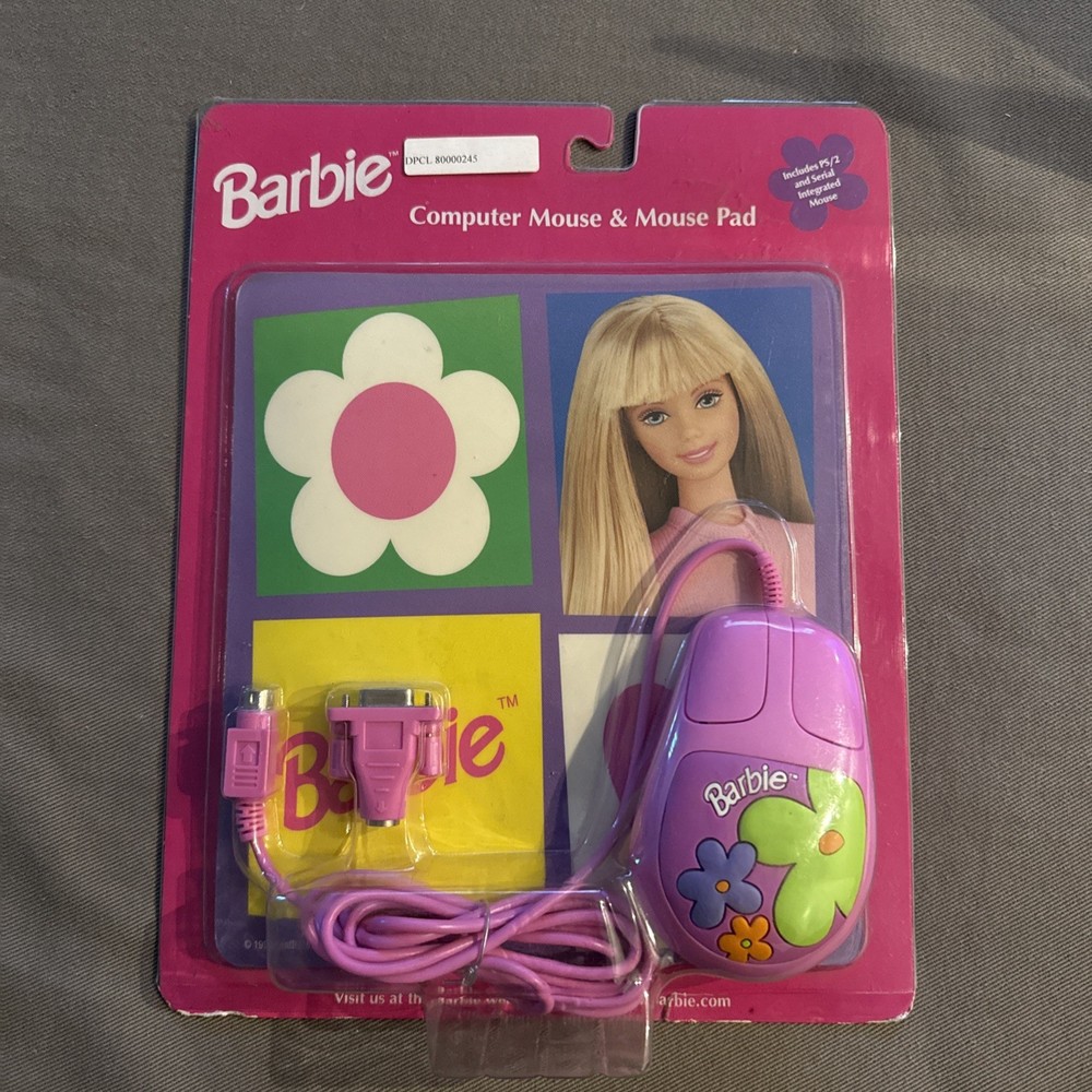 BARBIE COMPUTER MOUSE & MOUSE PAD  SEALED Likely not for current computers
