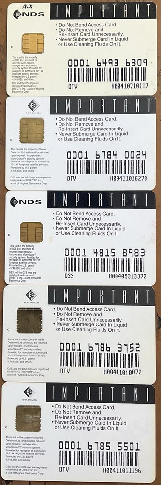 FIVE DIRECTV DSS Access Cards DIRECT TV