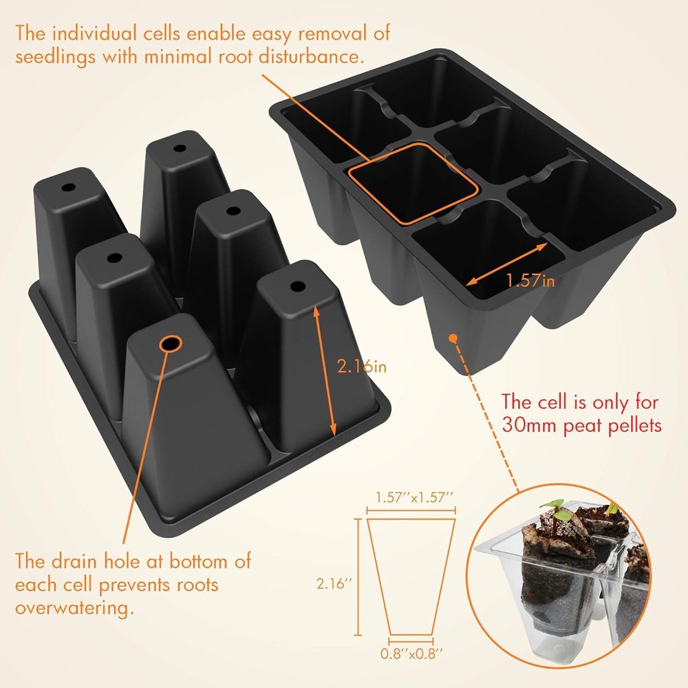 Gardzen 3 Pack Seed Starter Tray Germination Kit, Seed Starter Kit with Adjustab