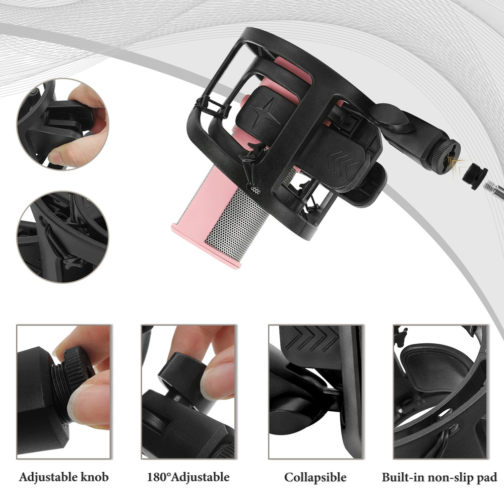 Geekria Microphone Shock Mount Holder, Anti Vibration Spider Shockmount