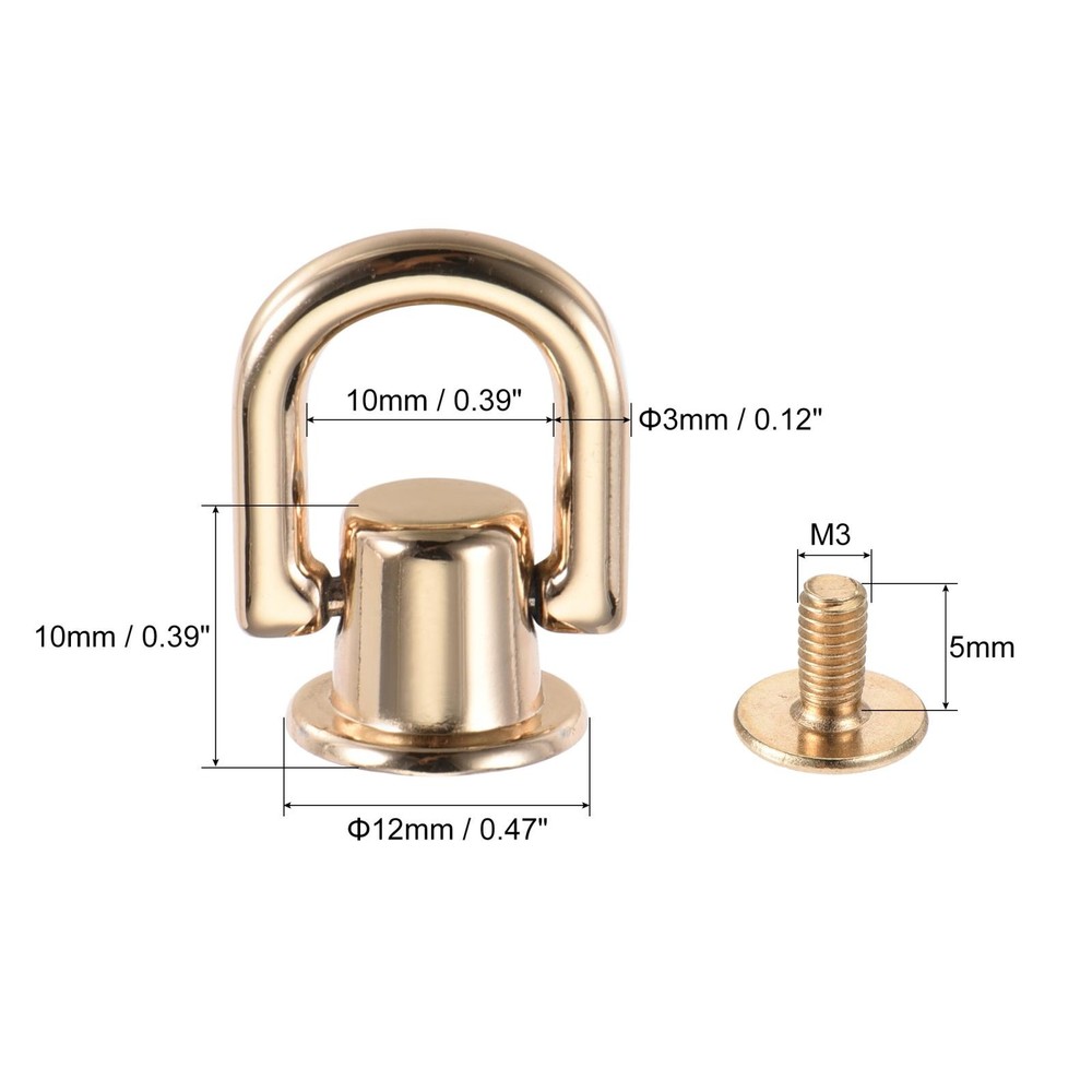 12x10mm Ball Head Button Studs with D Light Ring Gold 6pcs