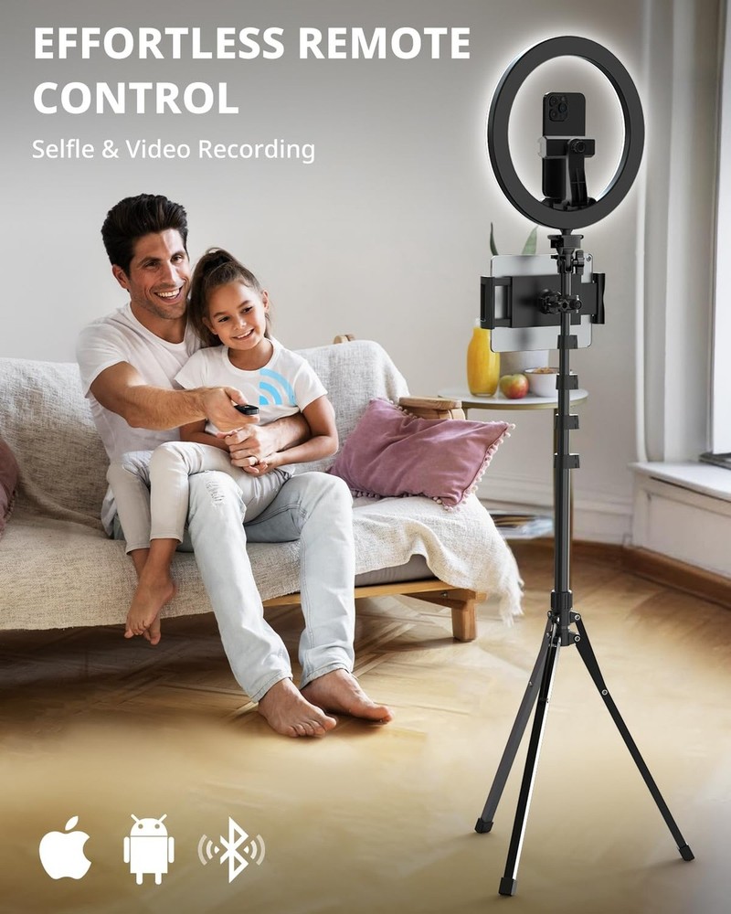 UBeesize 12" Ring Light with 74" Extendable Tripod Stand & iPad, Phone Holder...
