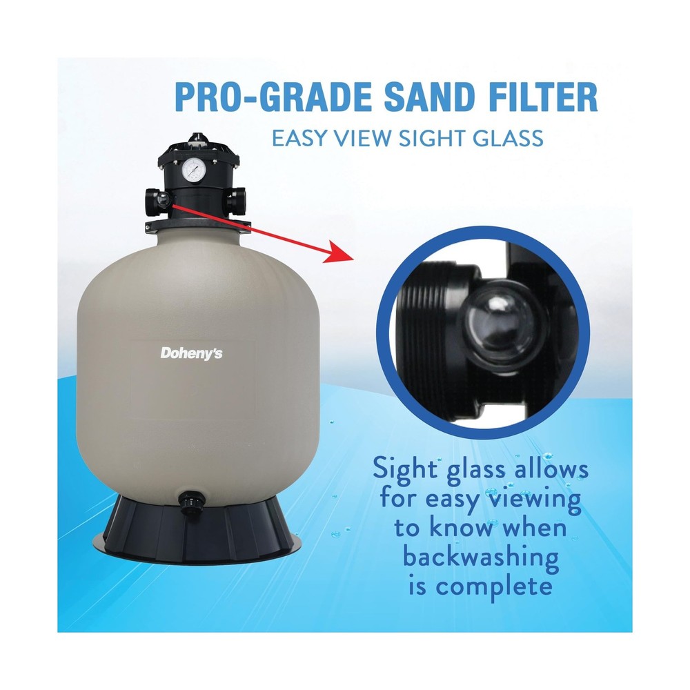 Doheny's Pool Pro Sand Filter System | 19" with 1 HP Pump | High-Flow, Large ...