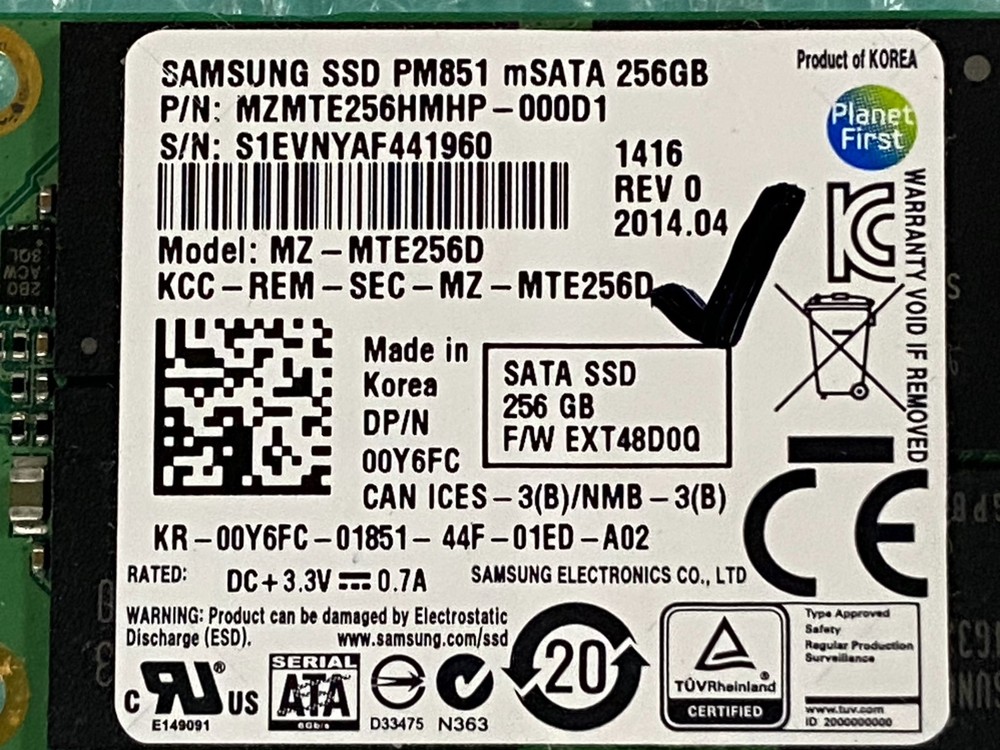 Samsung MZ-MTE256D 256GB mSATA SSD Solid State Drive | HD951