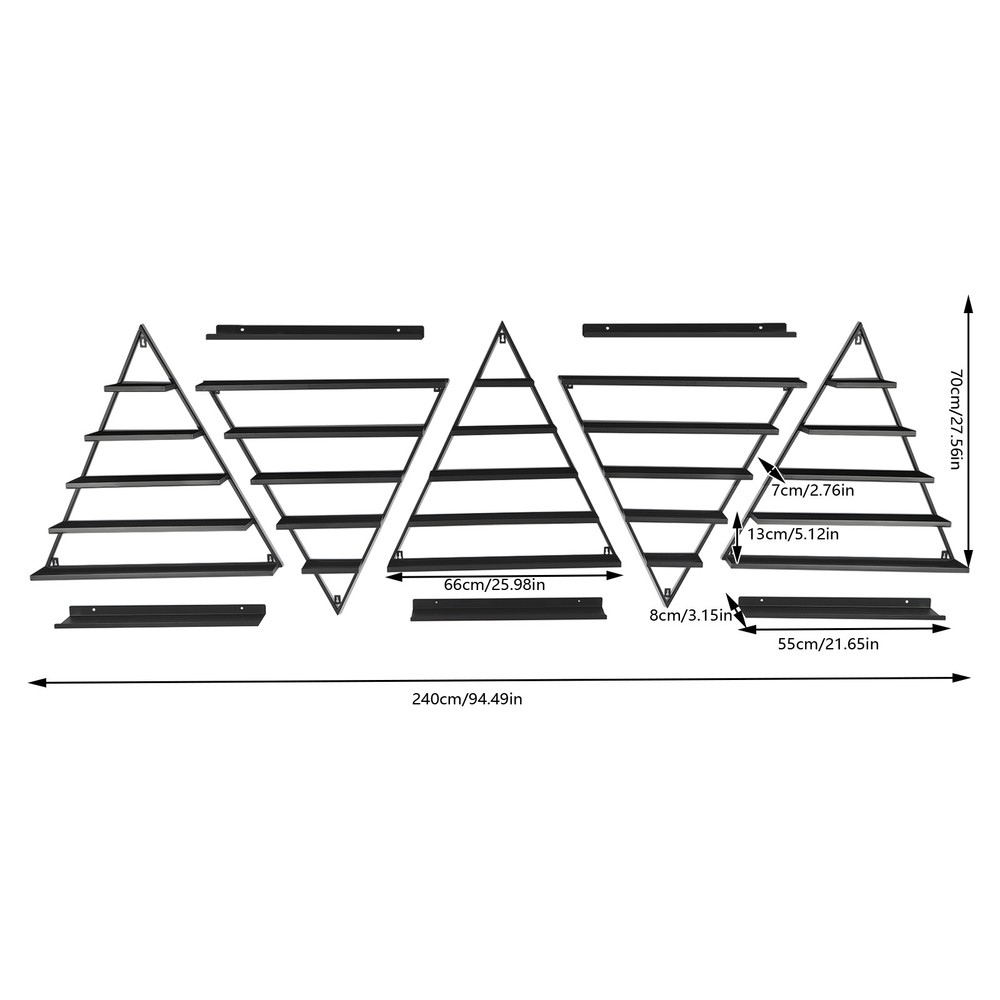 10Pcs Triangular Nail Polish Racks 5 Tiers Wall-mounted Cosmetics Display Racks