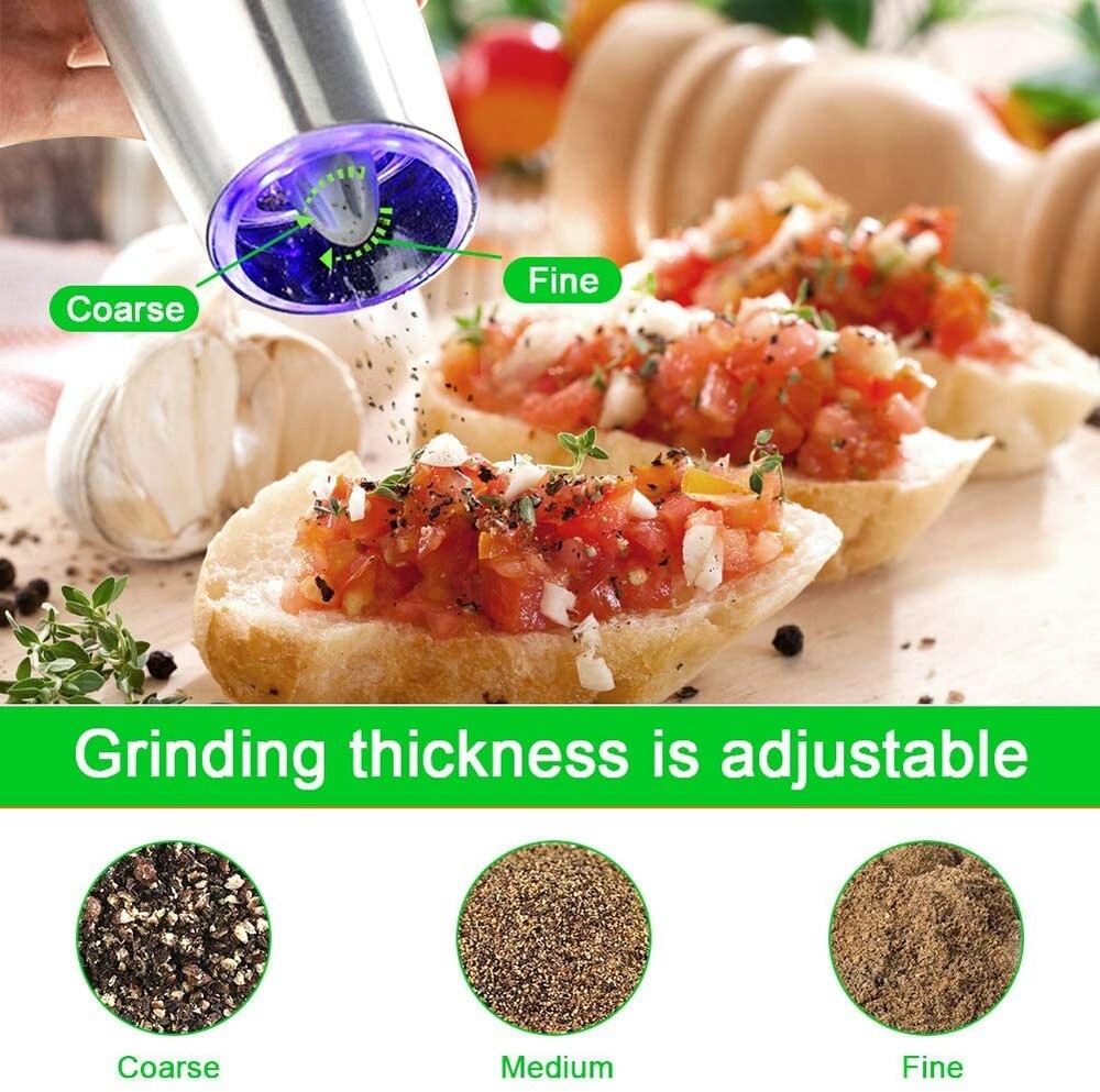 Electric Auto Gravity Sensor Salt and Pepper Grinder Mills Adjustable Coarseness