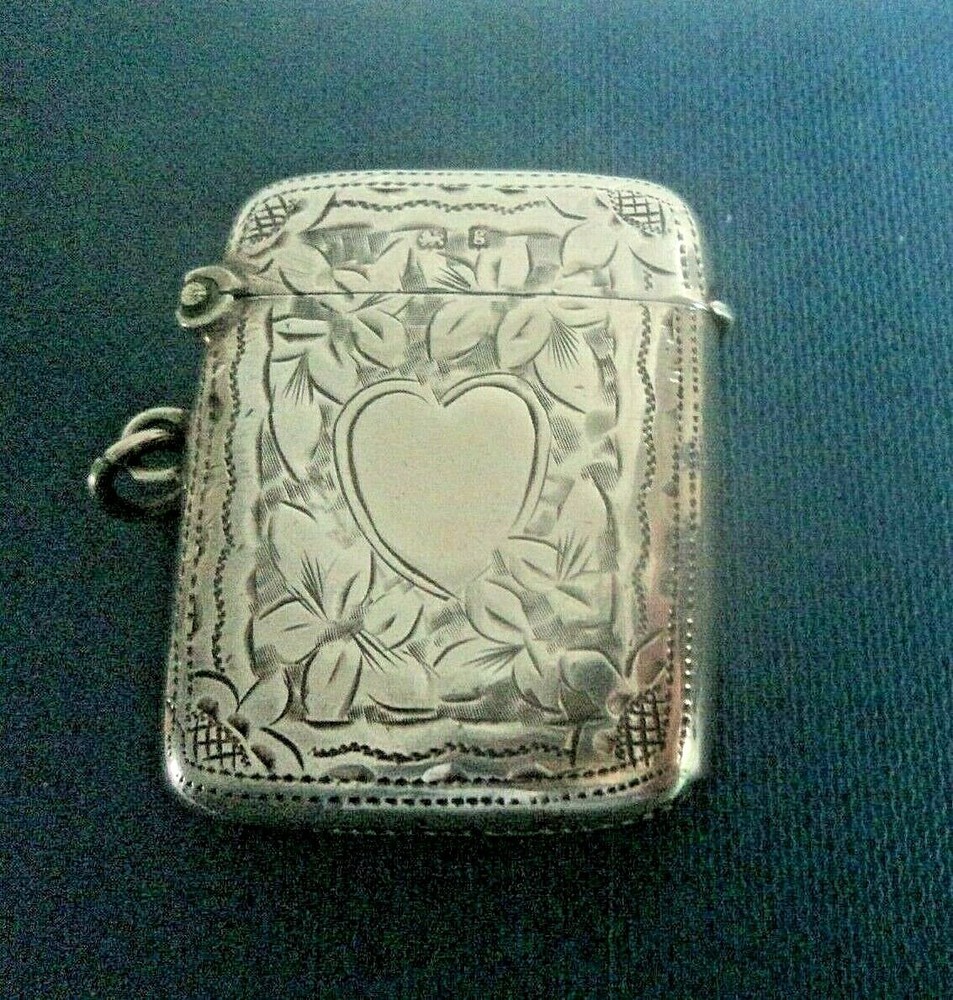 Edwardian Silver Patterned Vesta / Match Safe h/m Birmingham 1906 Thomas Hayes
