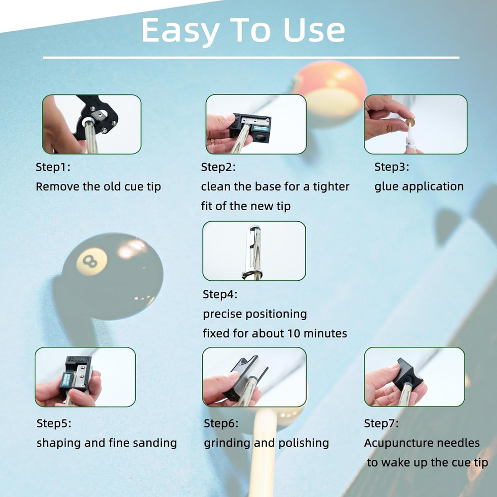 38-Piece Pool Cue Tips Replacement Kit with Shaper Tools and Accessories