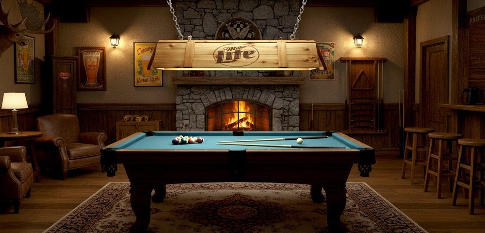 New  Miller Lite Pool Table Light & Cue Rack Combo!!
