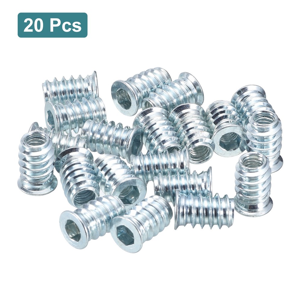 20Pcs Threaded Inserts, M6-1x17 Nut Threaded Inserts for Wood Working Tool