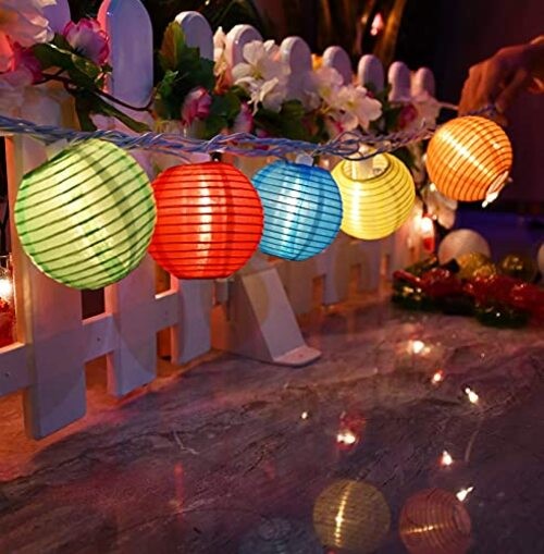Nylon Lantern String Lights 10 Multicolor Lanterns Nylon Multicolored Lantern