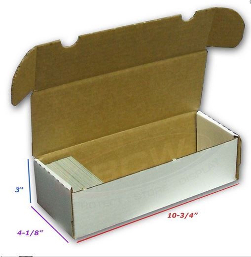 (3 Pack) 550 Count Size White Cardboard Trading Card Storage Boxes - Tab Closure