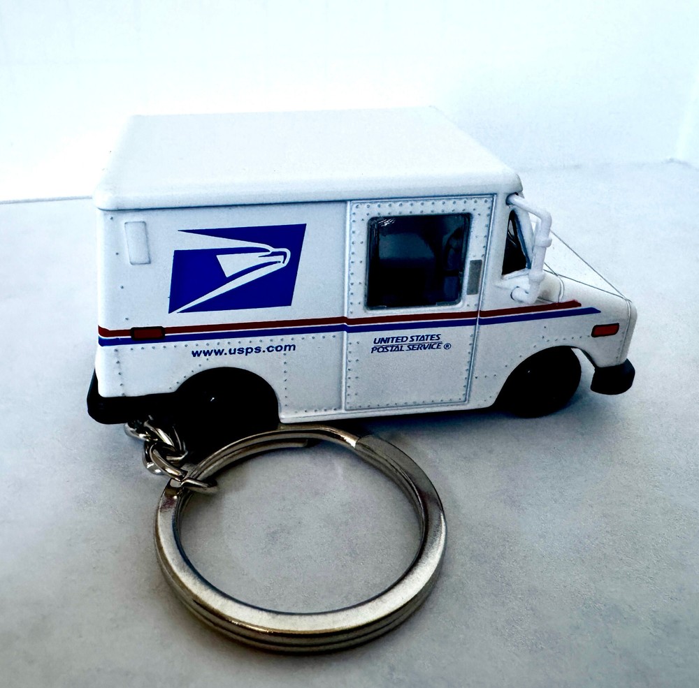 USPS Postal Truck Die-Cast Windup Pullback Keychain