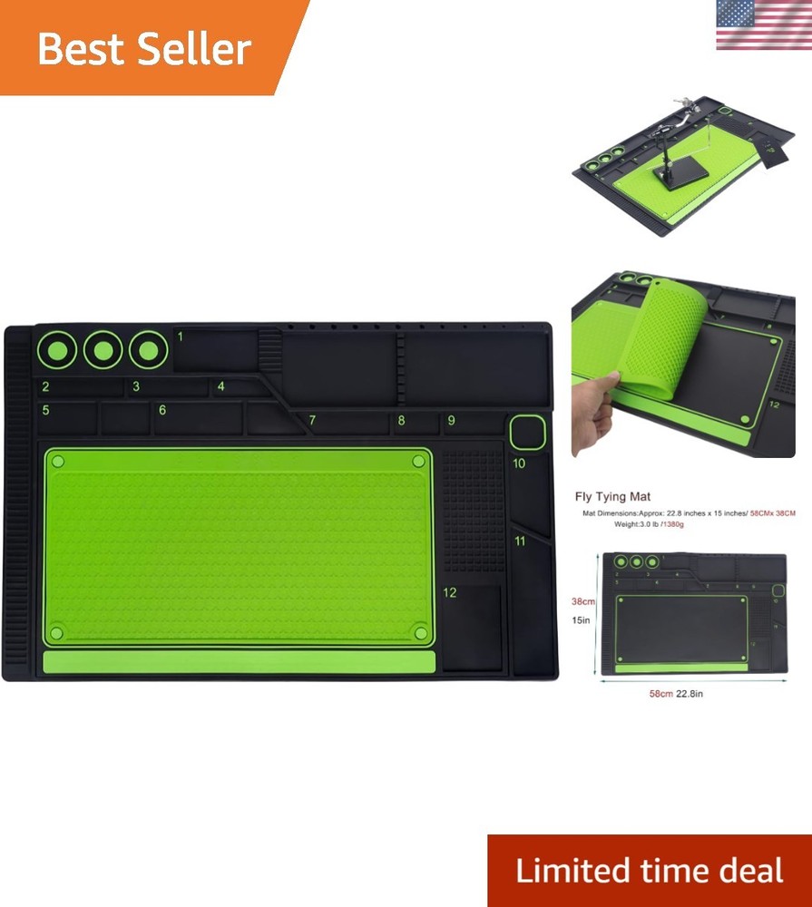 Magnetic Silicone Fly Tying Mat, Storage Tools and Hooks,Tying Material and B...