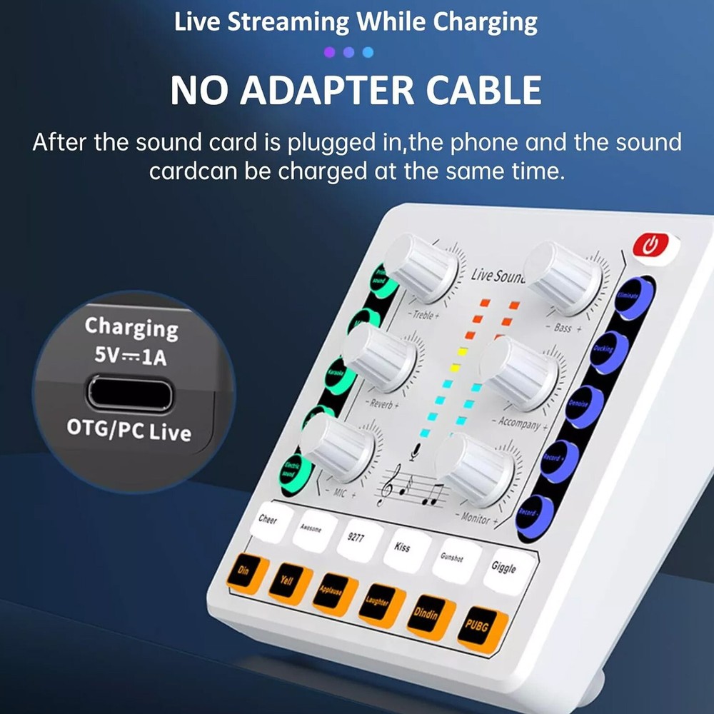 M8 Sound Card Live Streaming Interface External USB Live Broadcast MicrophoneC8