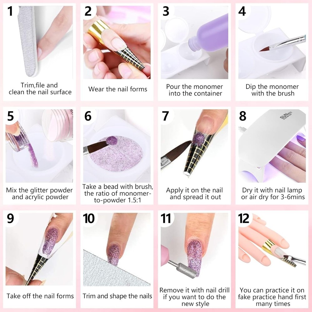 Pro Acrylic Nail Training Kit with Mannequin Hand, Drill & Everything Needed!