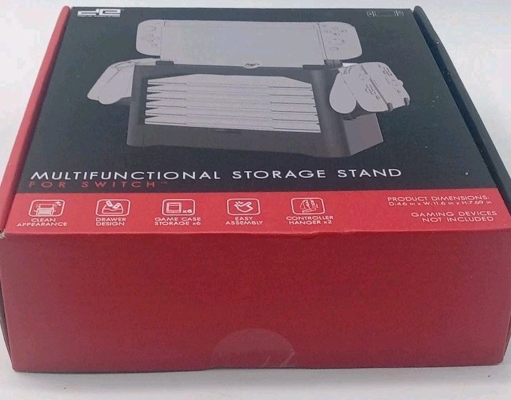 Nintendo Switch Storage Tower Stand Game Rack & Controller Holder Black New NIB