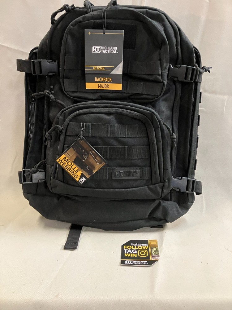 Highland Tactical Major Tactical Backpack (Black) Molle Webbing