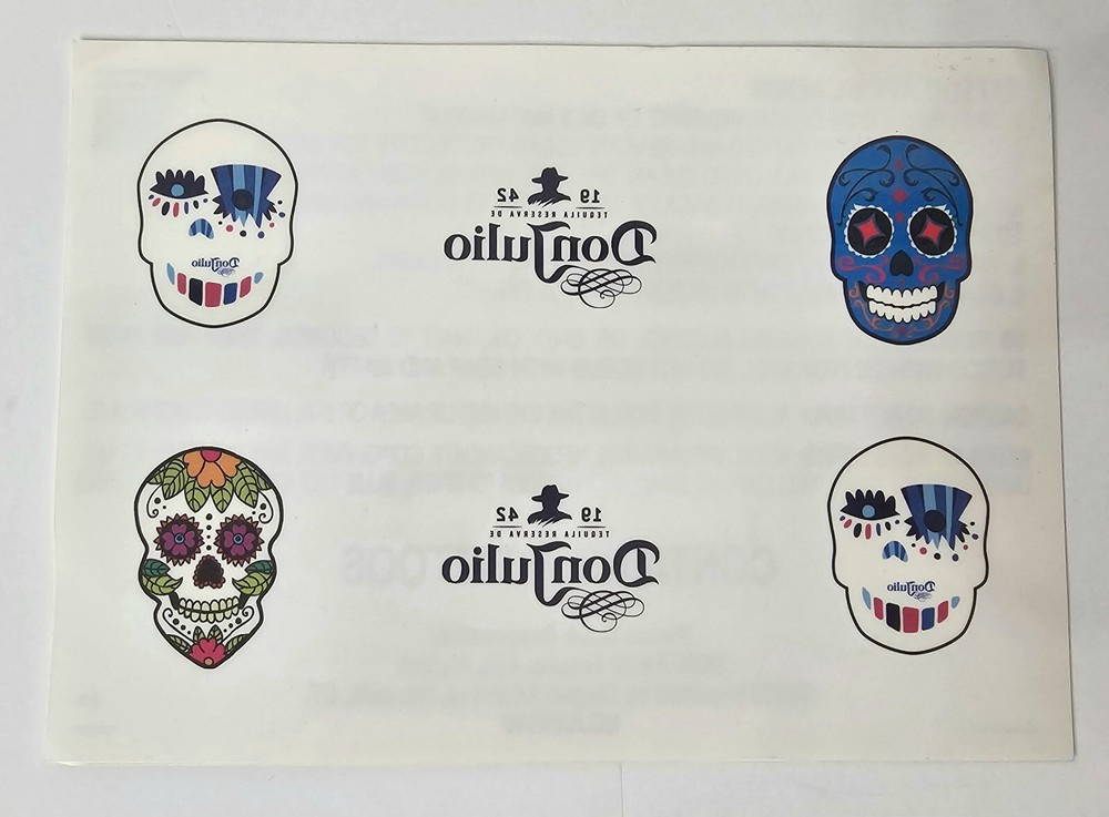 Don Julio-Sugar Skull Temporary Tattoos-2 Sheets
