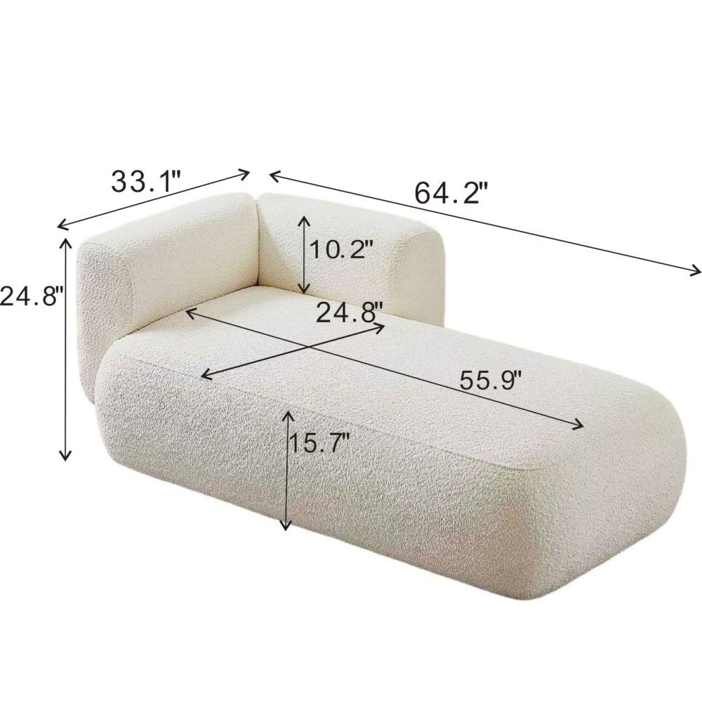 Modern Upholstered Chaise Lounge with Pocket Spring Support