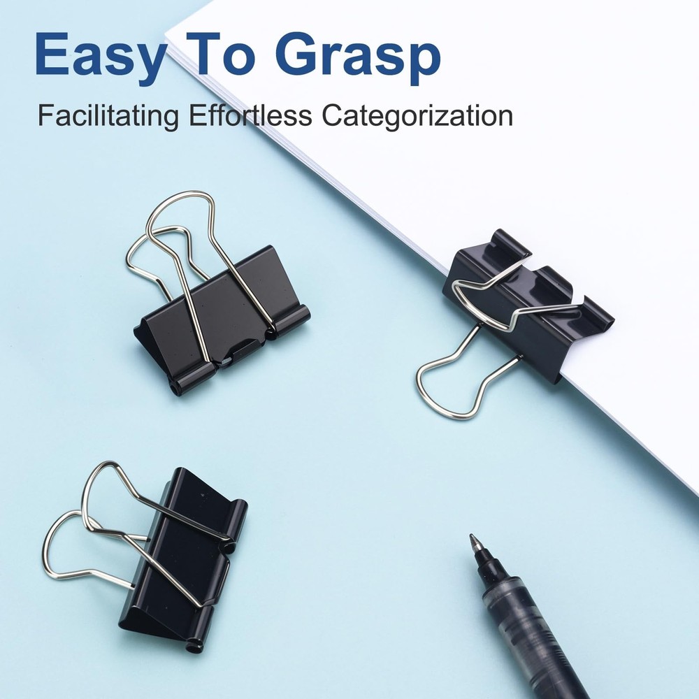 Medium Binder Clips 1.25 Inch (48 Pack) with Container,Binder Clips Medium Si...