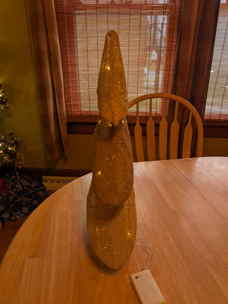 Tabletop Burlap Christmas Tree with Lights