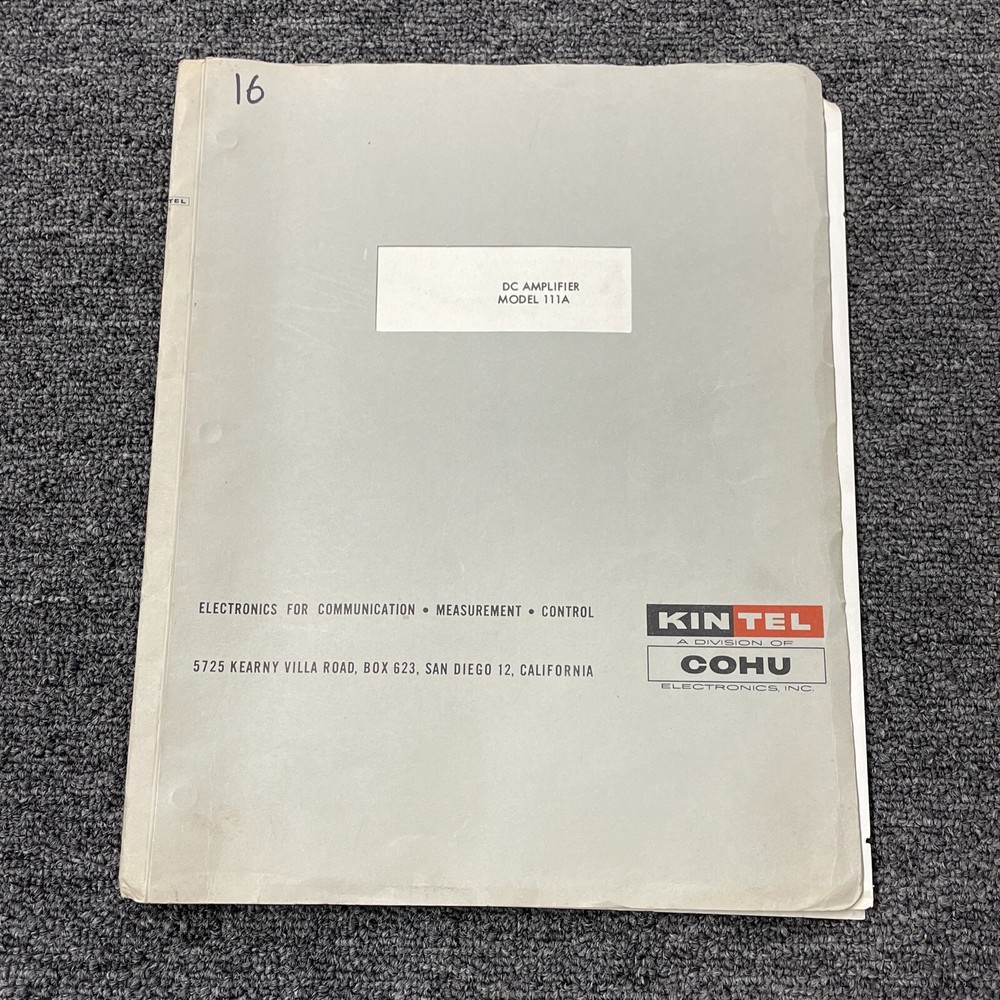Kintel COHU Model 111A DC Amplifier Technical Manual 2X-8