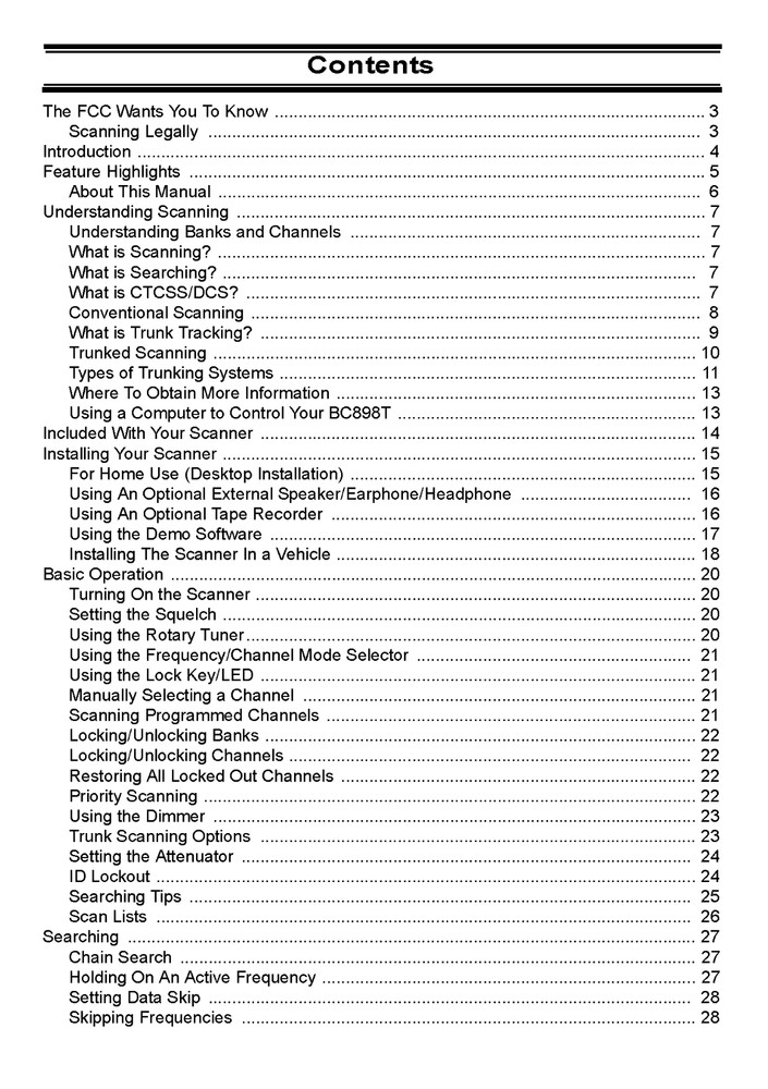 Uniden BC898T Instructions Operating Manual User Guide COIL BOUND