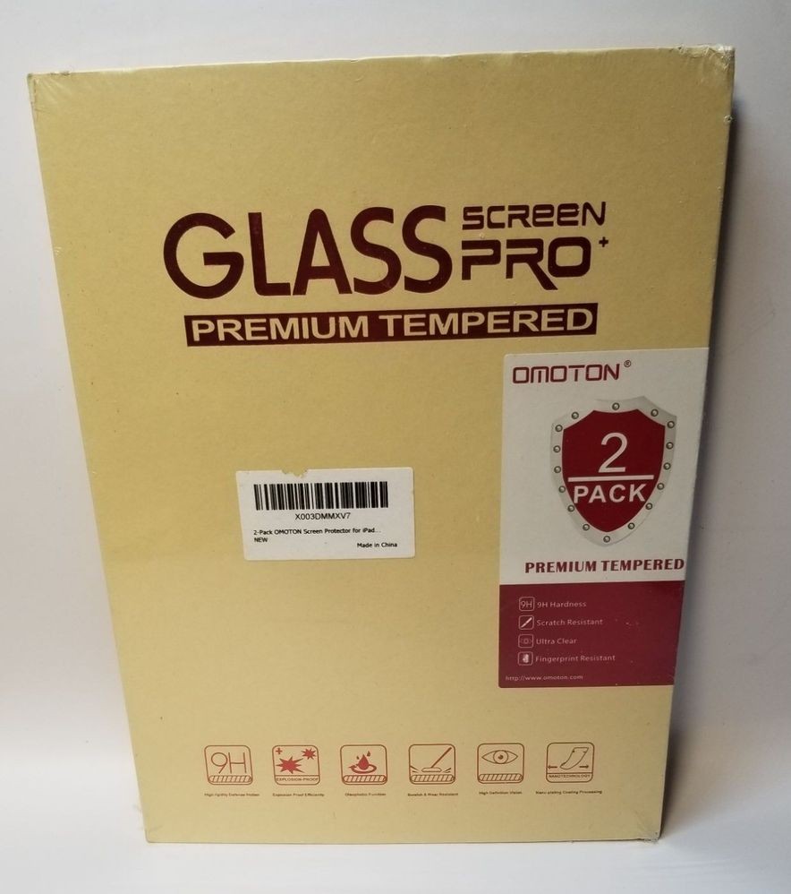 OMOTON iPad Screen Protector 2-Pack tempered glass 9H Scratch Resistant