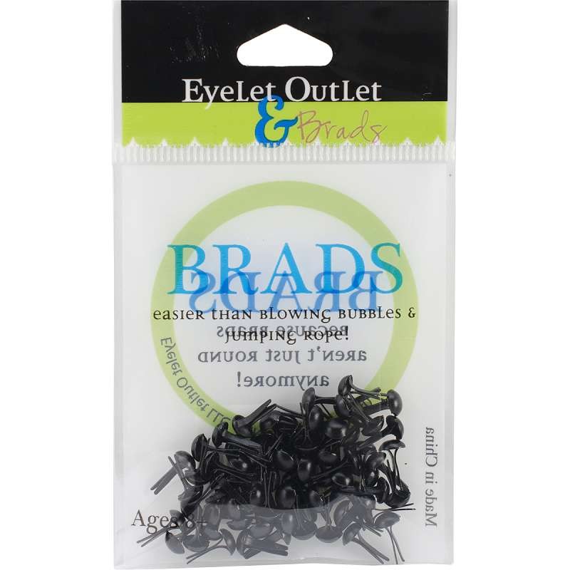 Eyelet Outlet Round Brads 4mm 70/Pkg Black