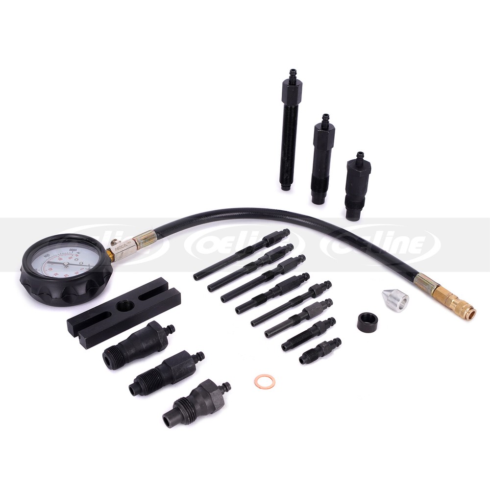 18 Pcs Diesel Engine Cylinder Compression Tester Pressure Test Tool Kit 1000 PSI
