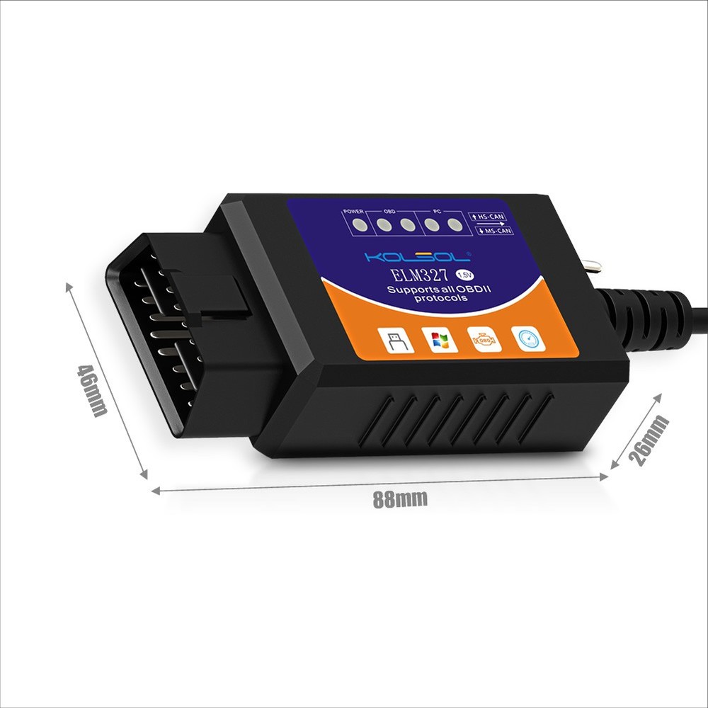 OBD2 Scanner ELM327 USB V1.5 with Switch modified for Ford HS-CAN Code Reader