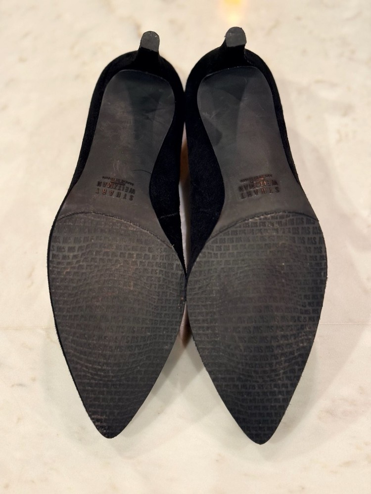 Stuart Weitzman Black Suede Pointed Toe Ankle Boot Shooties Size 7.5M